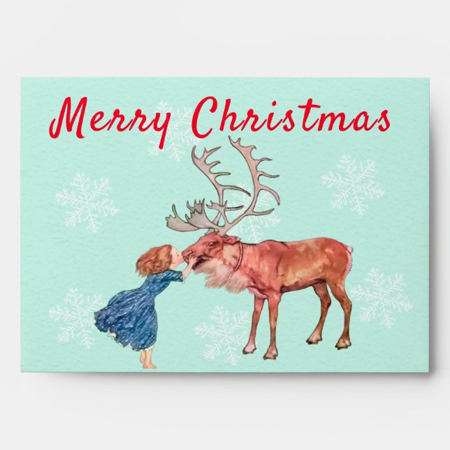 Enveloppe Joyeux Noël Gerda et la reine des neiges Reindeer (Devant)