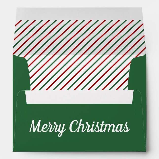 Enveloppe Joyeux Noël Green Stripes Adresse de retour (Dos (Bas))