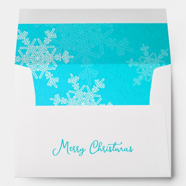 Enveloppe Joyeux Noël Minimaliste Blue Snowflakes (Dos (Bas))