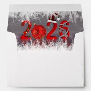 Enveloppe Joyeux Noël Nouvel An 2026 Rouge festif