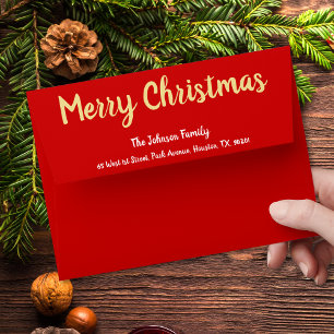 Enveloppe Joyeux Noël Or Blanc Rouge Vacances