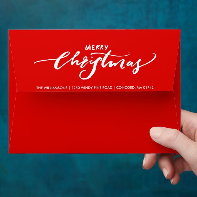 Enveloppe Joyeux Noël Rouge 5X7 Adresse de retour personnali (Hand)