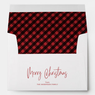 Enveloppe Joyeux Noël Script 5x7 Rouge Buffalo plaqué
