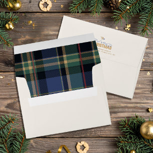 Enveloppe Joyeux Noël Tartan Ivory Blue Green ID1141B