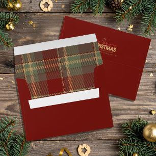 Enveloppe Joyeux Noël Tartan Rouge ID1141A