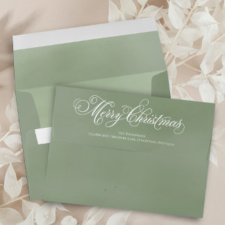Enveloppe Joyeux Noël vert Script Retourner adresse