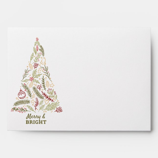 Enveloppe Joyeux sapin de Noël et pin rustique (Devant)