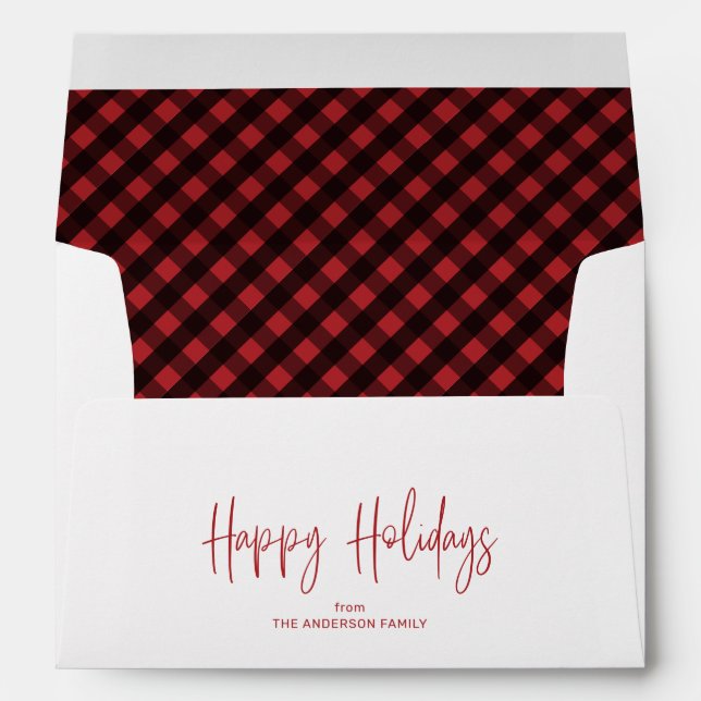 Enveloppe Joyeux Script de vacances 5x7 Red Buffalo Plaid (Dos (Bas))