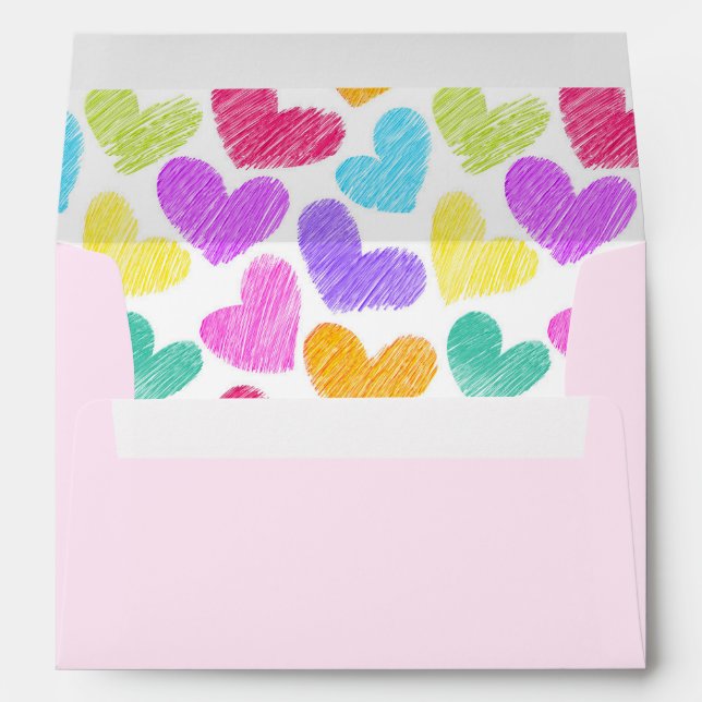 Enveloppe Joyeux Valentines Jour Moderne Vibrant Coeurs Nom (Dos (Bas))