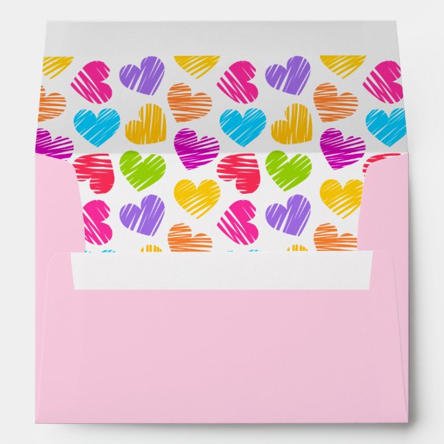 Enveloppe Joyeux Valentines Jour Moderne Vibrant Coeurs Nom (Dos (Bas))