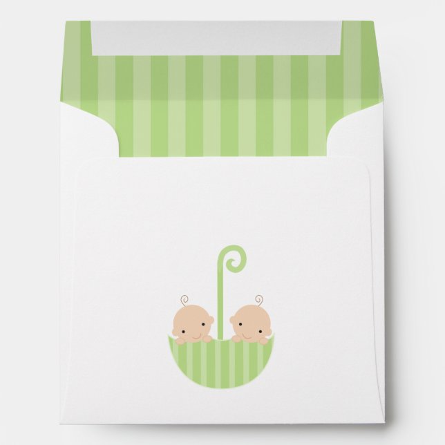 Enveloppe Jumeaux dans le Baby shower parapluie (Dos (Bas))