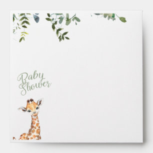Enveloppe Jungle Safari Giraffe Sage Baby shower vert