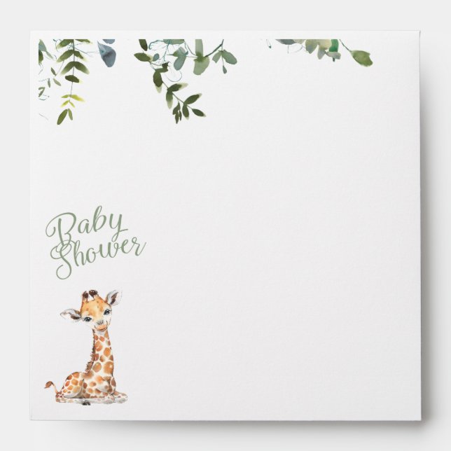 Enveloppe Jungle Safari Giraffe Sage Baby shower vert (Devant)