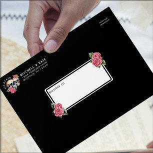 Enveloppe Jusqu'à ce que la mort nous sépare Crânes et Roses