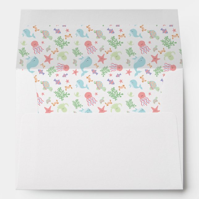 Enveloppe Kawaii sous le Baby shower marin Pastel neutre (Dos (Bas))