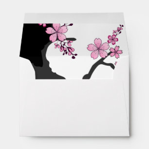 Enveloppe Kimono japonais Sakura noir et blanc