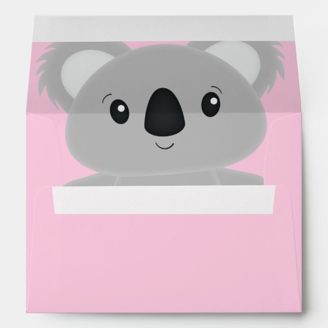 Enveloppe Koala Baby shower fille (Dos (Bas))