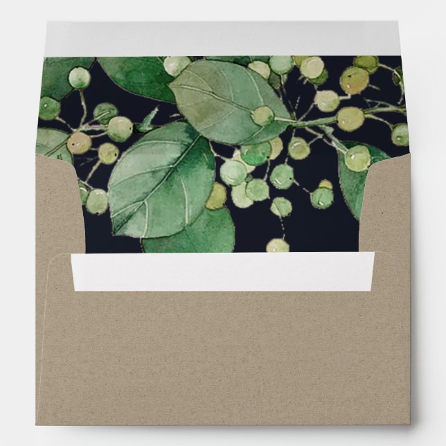 ENVELOPPE KRAFT BLACK BERRY LEAFY FOLIAGE ADRESSE VERTE (Dos (Bas))