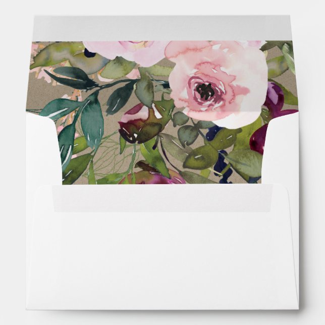 ENVELOPPE KRAFT BLUSH BURGUNDY FLORAL BUNCH ADRESSE (Dos (Bas))