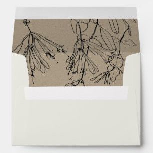 ENVELOPPE KRAFT BLUSH HORS LIGNE BLANCHE DESSIN ADRESSE FLOR