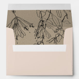 ENVELOPPE KRAFT BLUSH PASTEL LINE DESSIN ADRESSE FLORALE