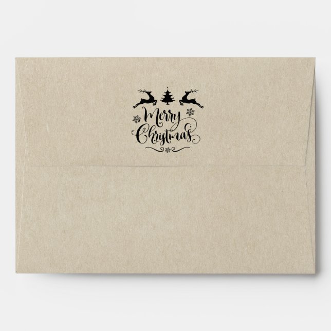 Enveloppe Kraft Brown Rustique Pays Rennes de Noël (Dos (Haut rabat))