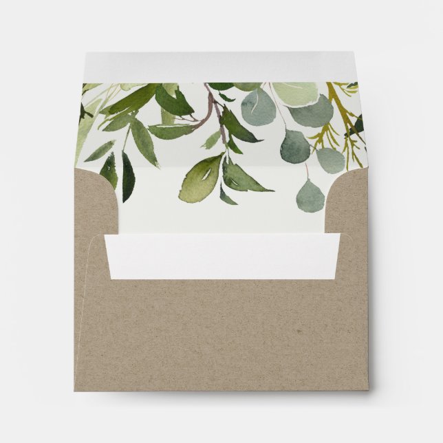 ENVELOPPE KRAFT LEAFY GREEN GOLD FOLIAGE RSVP RETOUR ADRESSE (Dos (Bas))