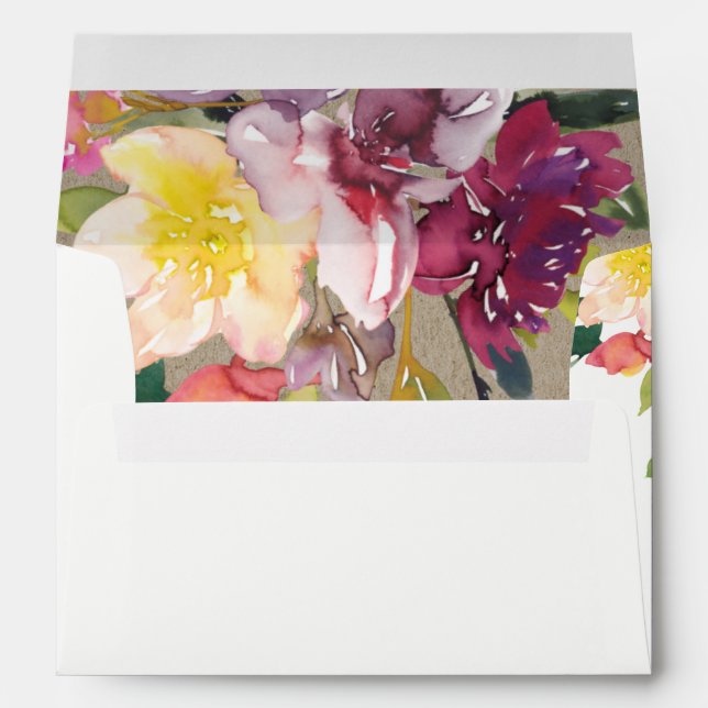 ENVELOPPE KRAFT YELLOW BLUSH BURGUNDY FLORAL BUNCH ADRESSE (Dos (Bas))