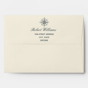 Enveloppe La boussole bleue   Mariage personnalisé