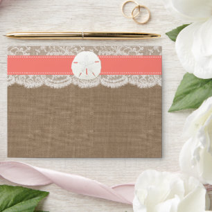 Enveloppe La collection de mariage Coral Sand Dollar Beach