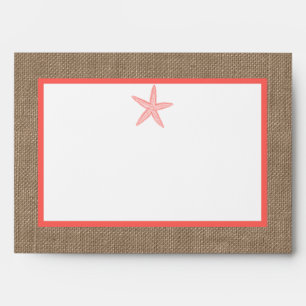 Enveloppe La collection de mariages de Coral Starfish Burlap