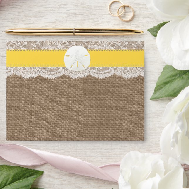 Enveloppe La collection de mariages de plage de sable jaune  (Wedding)