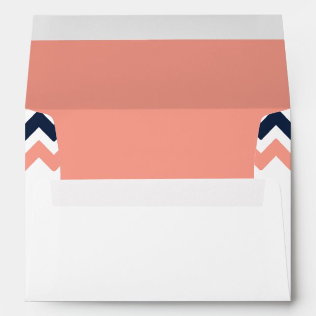 Enveloppe La collection Mariage moderne Chevron - Rose & Nav (Dos (Bas))