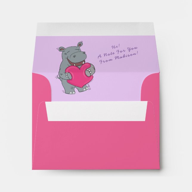 Enveloppe La Saint Valentin de Hippo Kid's mignonne (Dos (Bas))