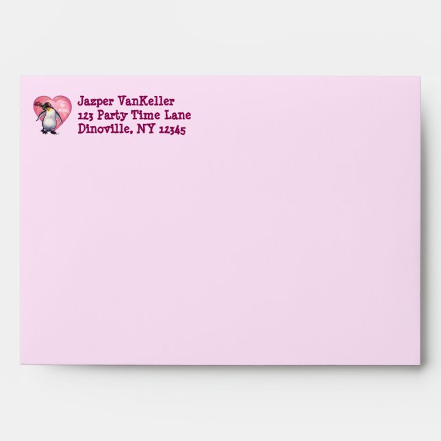 Enveloppe La Saint-Valentin des manchots (Devant)