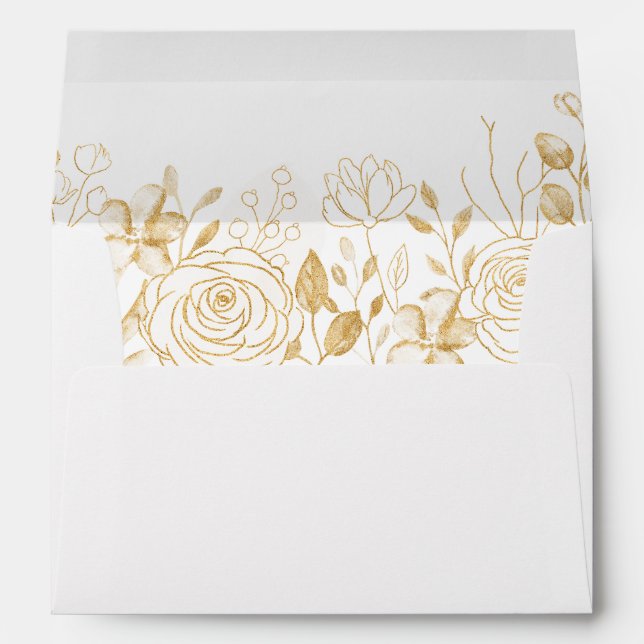 Enveloppe Label Fleurs Dorées (Dos (Bas))
