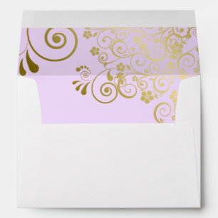 Enveloppe Lace d'or Lilac Violet Flap Élégant Mariage blanc