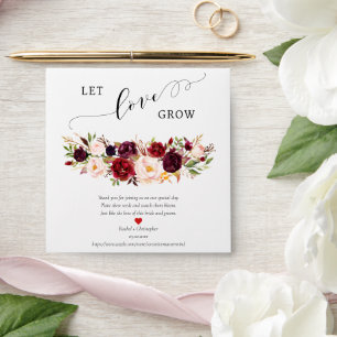 Enveloppe Laisser l'amour grandir Marsala Peony Boho Seed Pa