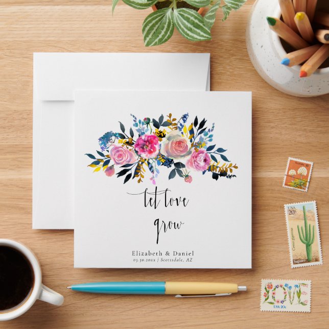 Enveloppe Laisser l'amour grandir Rose Gold Boho Mariage sem (Desk)