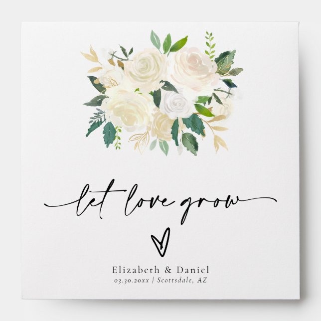 Enveloppe Laissez l'amour grandir Blanc Boho Wedding Favor S (Devant)