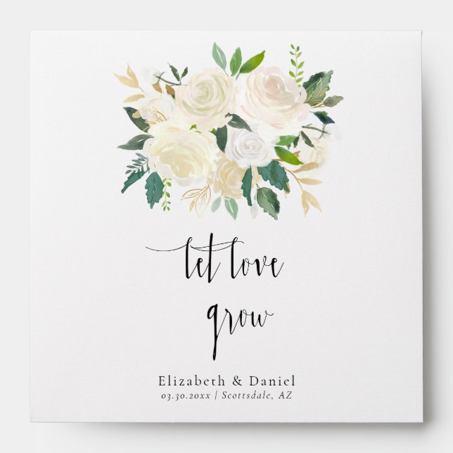 Enveloppe Laissez l'amour grandir Blanc Boho Wedding Favor S (Devant)