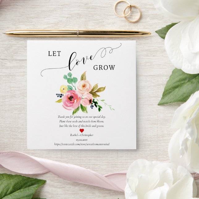 Enveloppe Laissez l'amour grandir Blush Boho Wedding Favor S (Wedding)