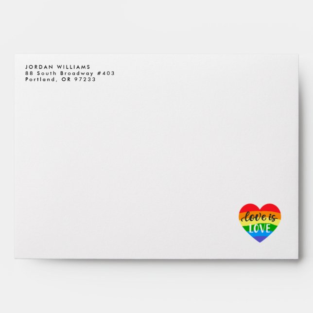 Enveloppe L'amour est amour Coeur arc-en-ciel (Devant)