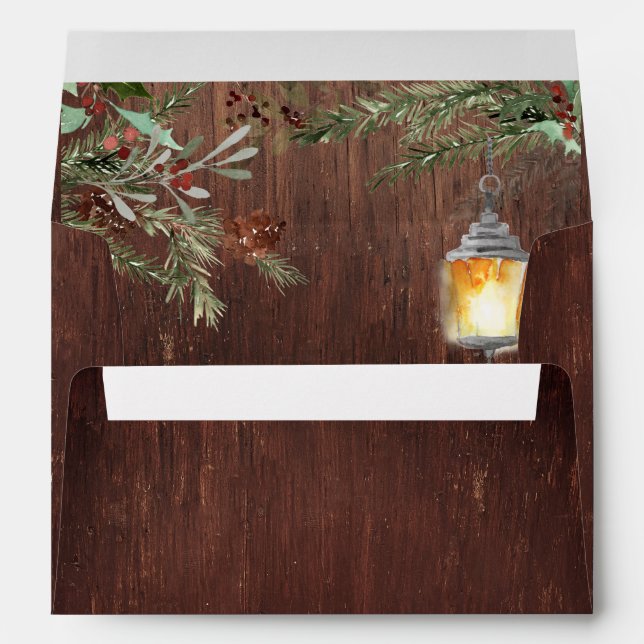 Enveloppe Lanterne en pin d'hiver de Noël en bois (Dos (Bas))