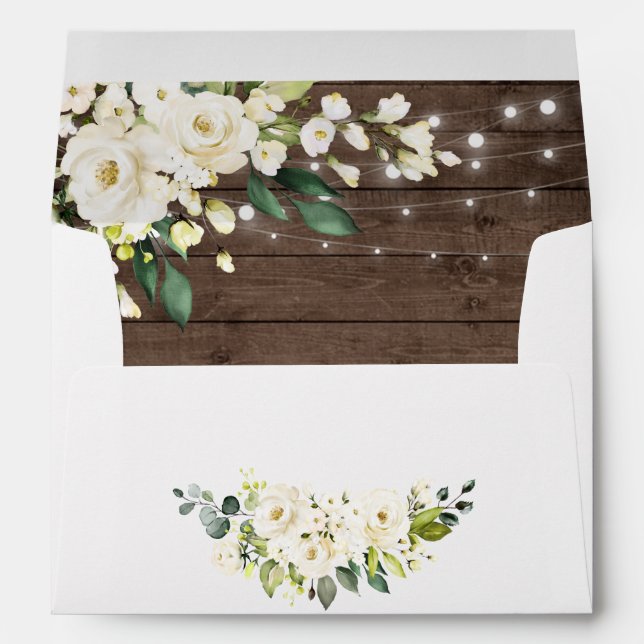 Enveloppe Lanterne florale de roses blanches et bois pour ca (Dos (Bas))