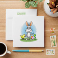 Lapin de Pâques et poussin mignon
