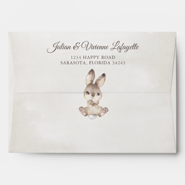 Enveloppe Lapin Lapin Bois Imprimer Baby shower Anniversaire (Dos (Haut rabat))