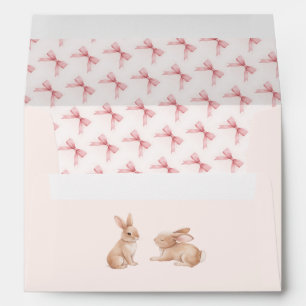 Enveloppe Lapin Pastel avec Doublure à Motif de Nœ