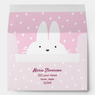 Enveloppe Lapin Rose Hiver