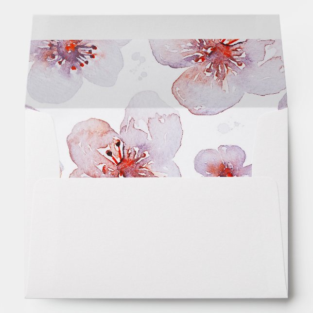 Enveloppe l'aquarelle fleurit le joli mariage moderne (Dos (Bas))